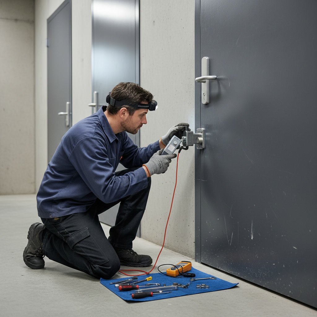 Locksmith testing lock function after successful emergency lockout service