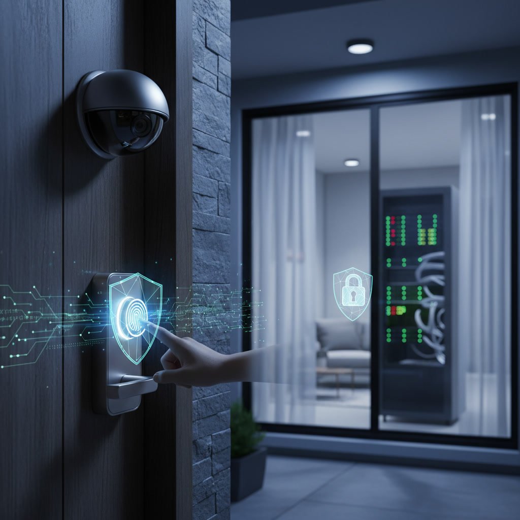 Smartphone app controlling smart lock and viewing camera feed